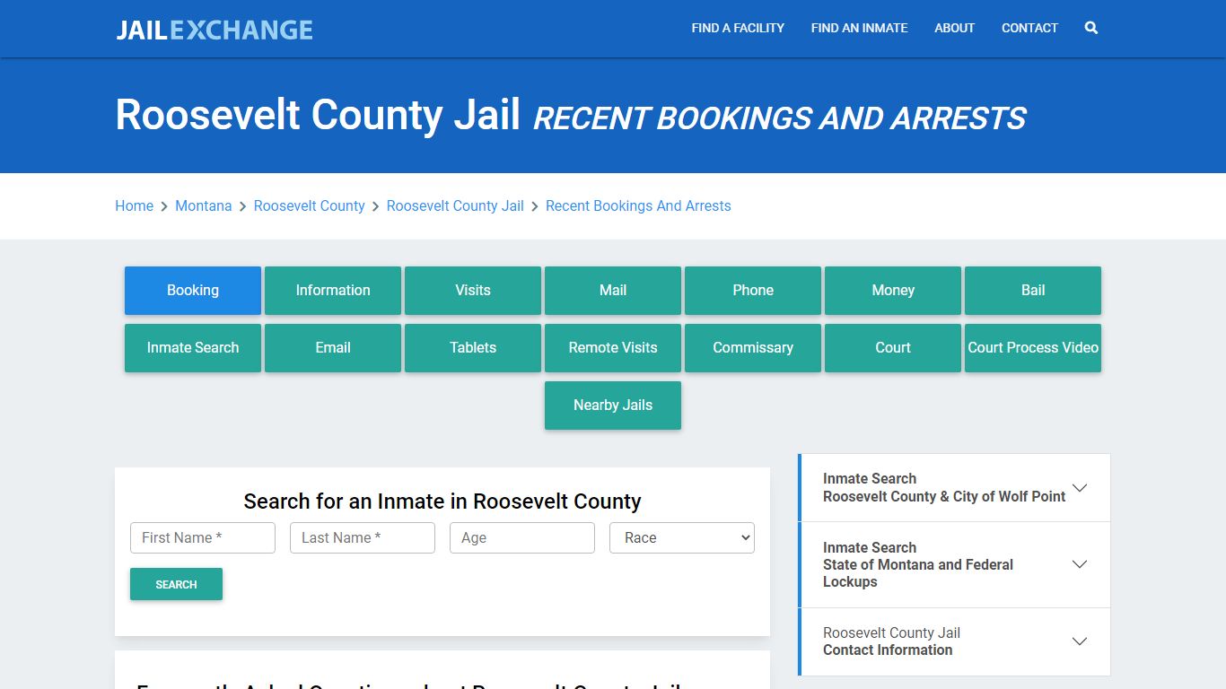 Roosevelt County Jail MT Recent Arrests and Bookings